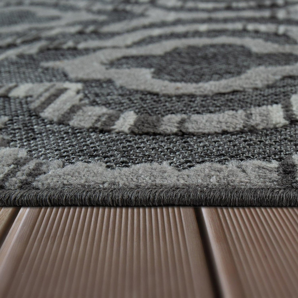 In- &amp; Outdoor Rug Marrakesh Moroccan Ornaments - Dark Grey