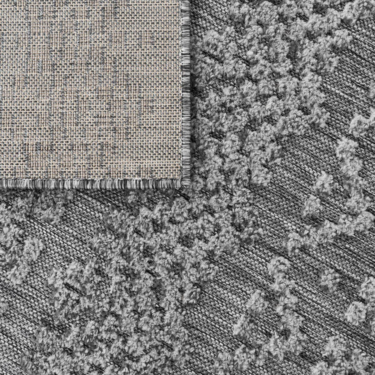 In- &amp; Outdoor Rug Marrakesh High/Low Effect Trellis in Anthracite