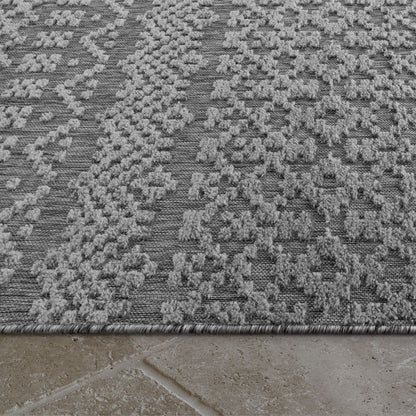 In- &amp; Outdoor Rug Marrakesh High/Low Effect Trellis in Anthracite