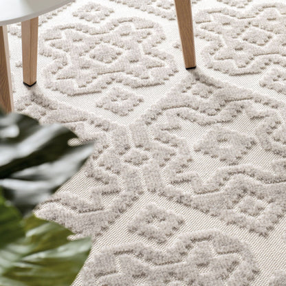 In- &amp; Outdoor Rug Marrakesh High/Low Effect Trellis in Cream