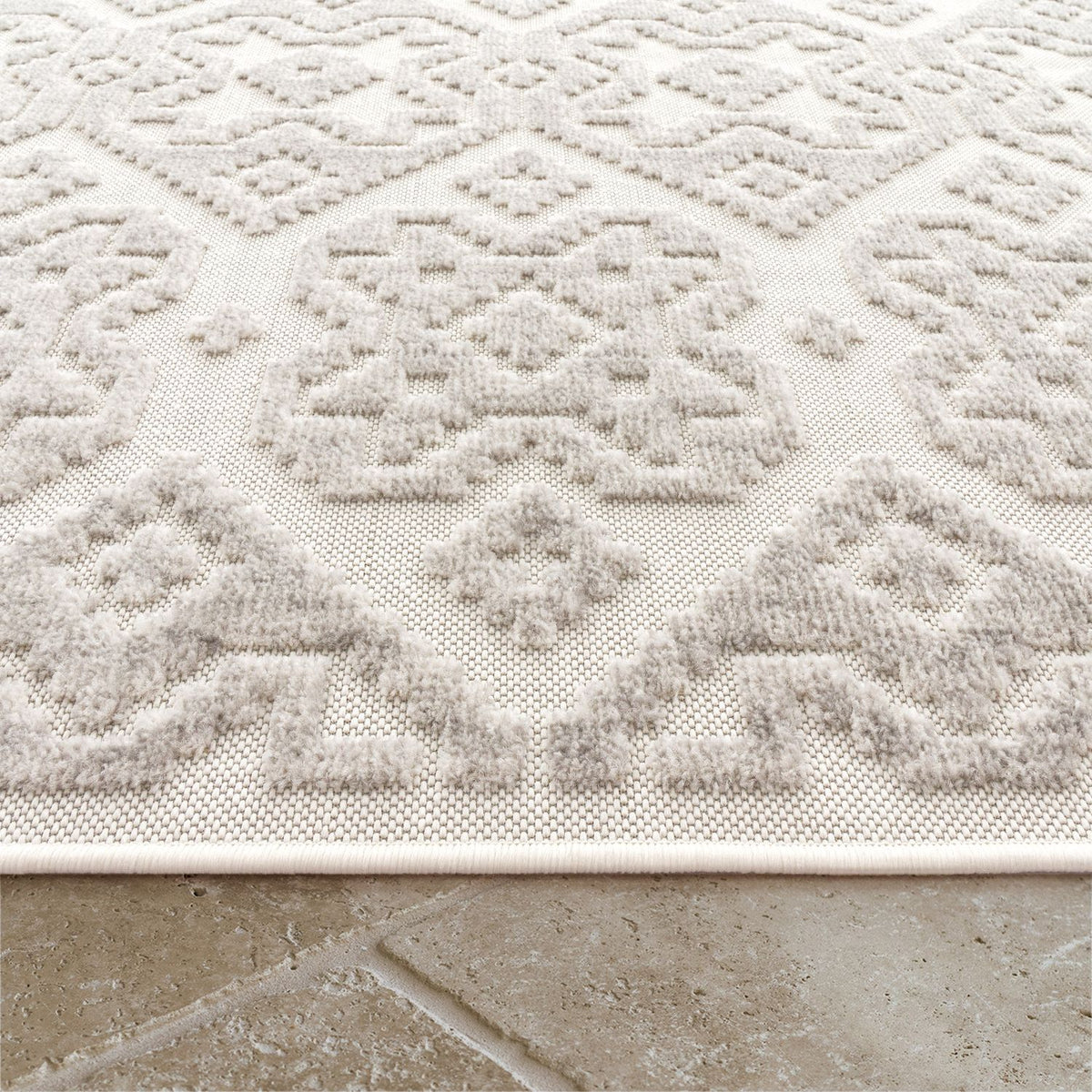 In- &amp; Outdoor Rug Marrakesh High/Low Effect Trellis in Cream
