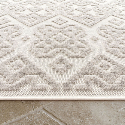 In- &amp; Outdoor Rug Marrakesh High/Low Effect Trellis in Cream