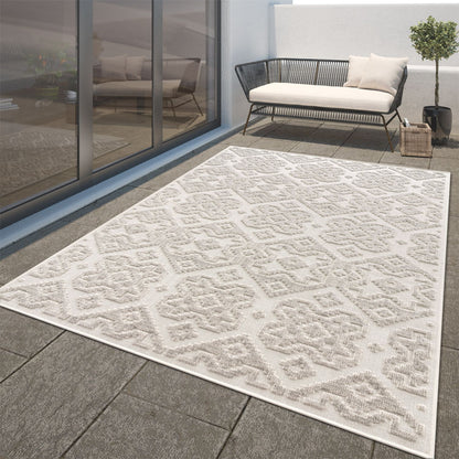 In- &amp; Outdoor Rug Marrakesh High/Low Effect Trellis in Cream
