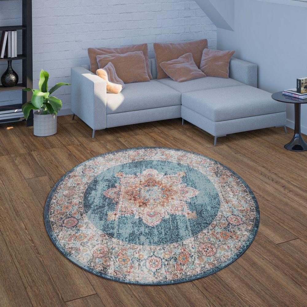 Indoor &amp; Outdoor Rug For Patio, Oriental Look In Blue