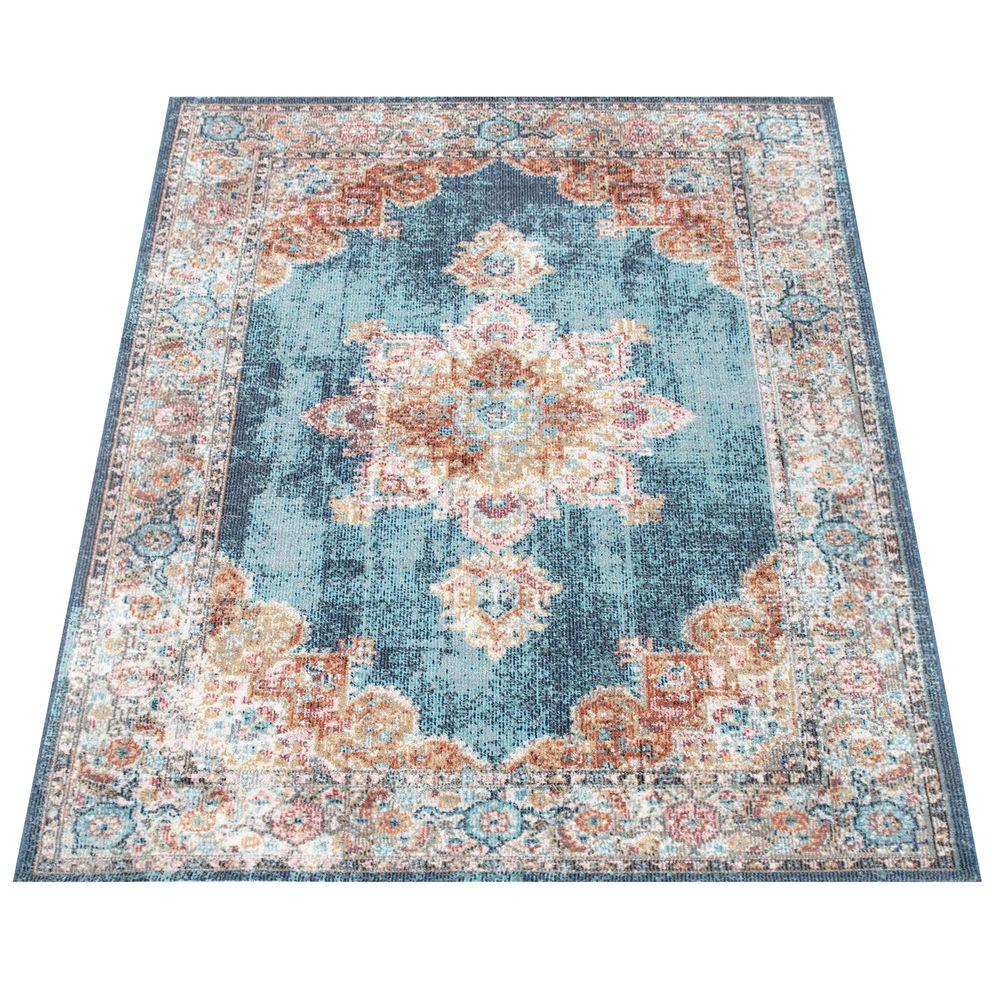 Indoor &amp; Outdoor Rug For Patio, Oriental Look In Blue