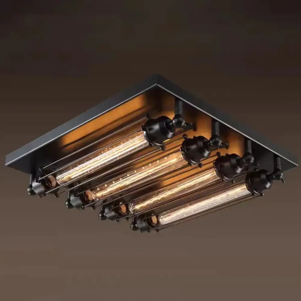 Industrial Flush Mount Light | Modern Interior Home Lighting