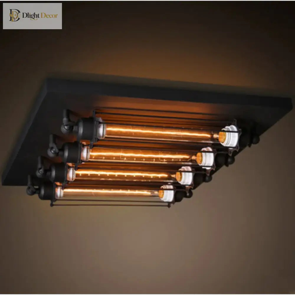 Industrial Flush Mount Light | Modern Interior Home Lighting