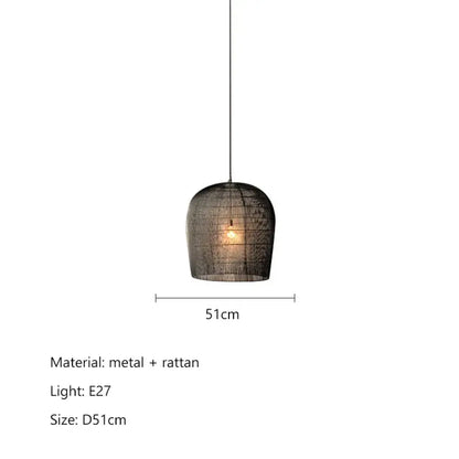 Japanese LED Rattan Pendant Light | Dining Room Lighting
