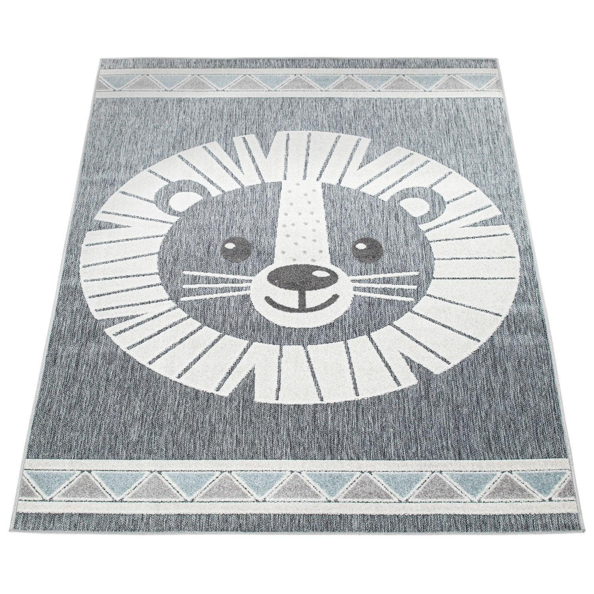 Kids Rug Tweet Happy Lion Play-Mat in Mottled Grey