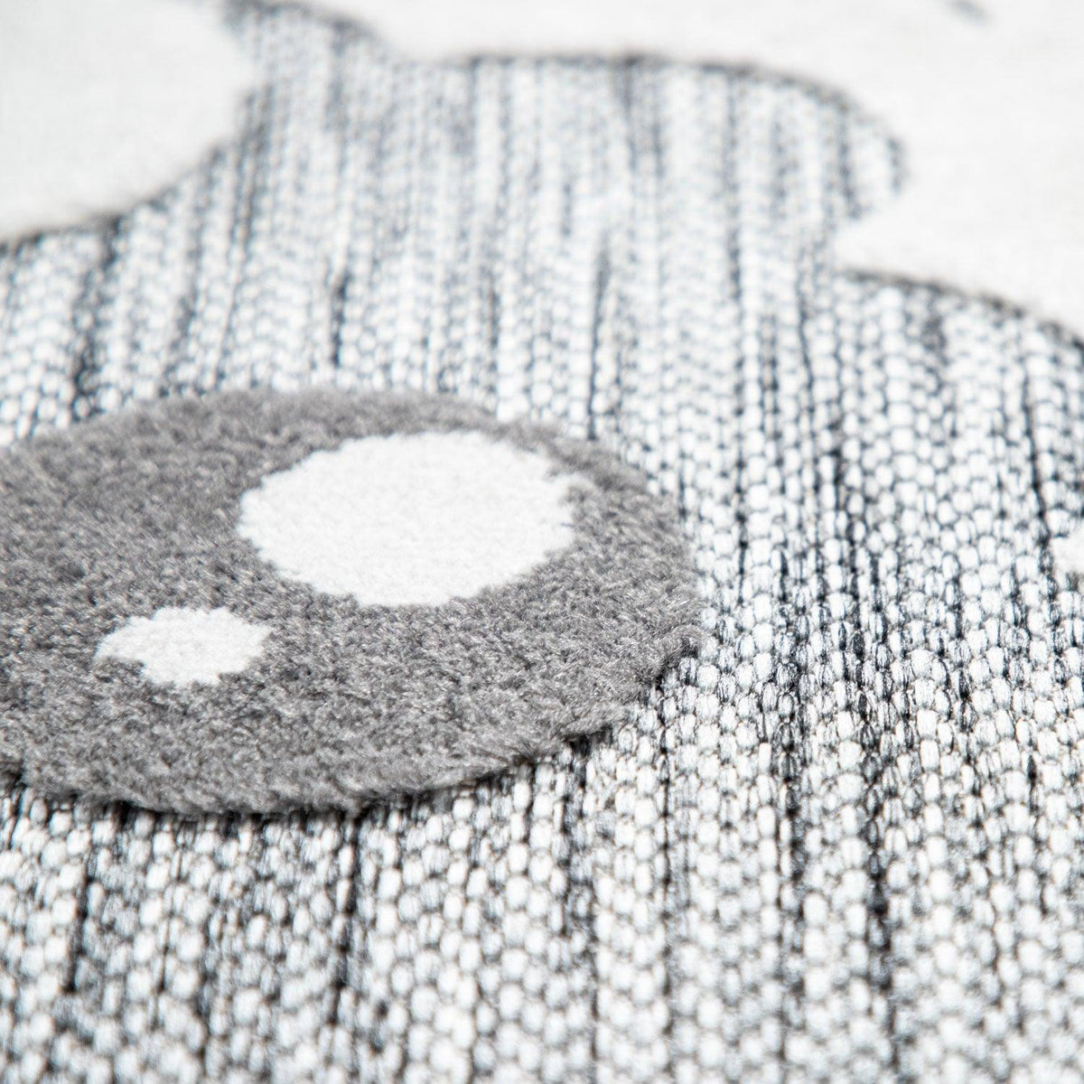 Kids Rug Tweet Round Play Mat Llama Motif in Mottled Grey