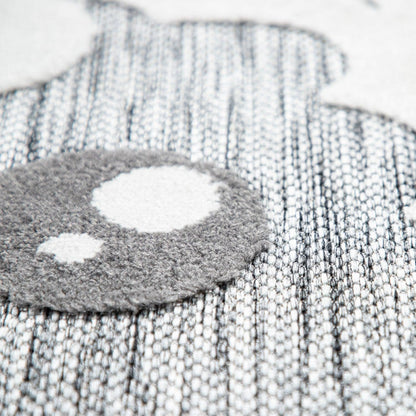 Kids Rug Tweet Round Play Mat Llama Motif in Mottled Grey