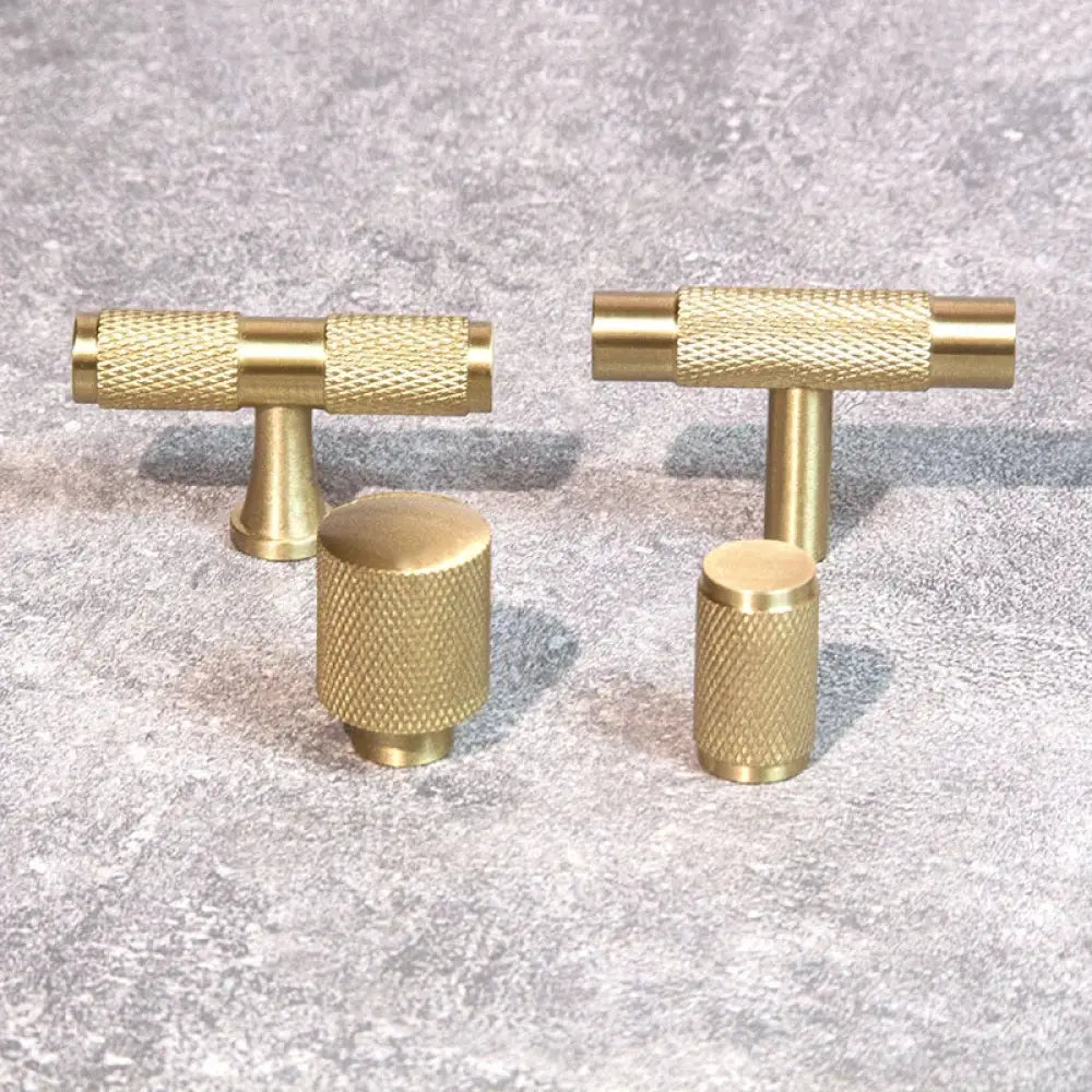 Knurled Brass T-Bar Handles – Modern Cabinet Knobs and Kitchen Cupboard Pulls