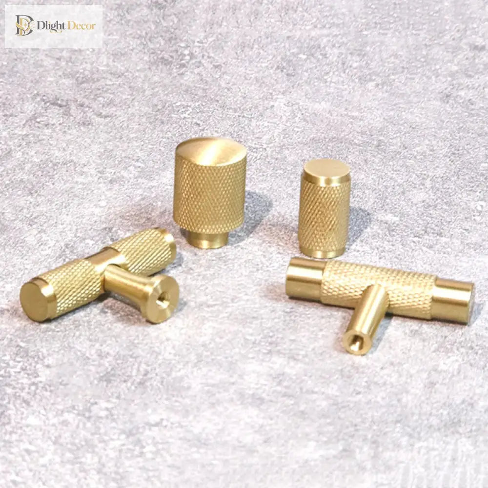 Knurled Brass T-Bar Handles – Modern Cabinet Knobs and Kitchen Cupboard Pulls