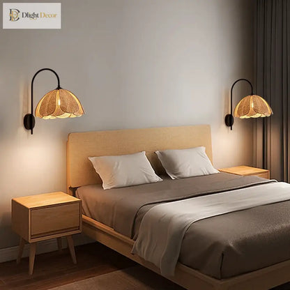 Korean Rattan Wall Sconce | Bedroom &amp; Bedside Lighting