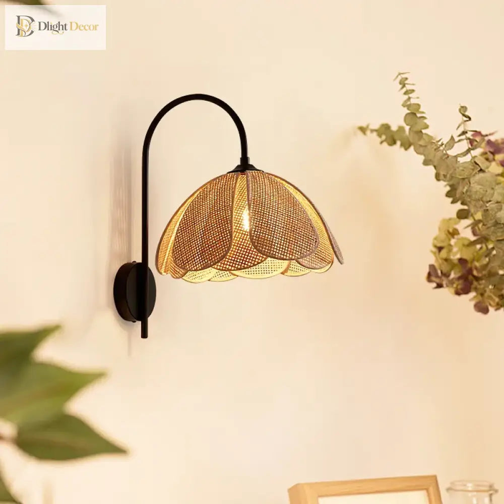 Korean Rattan Wall Sconce | Bedroom &amp; Bedside Lighting