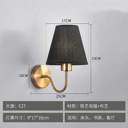 LED American Fabric Wall Sconce | Modern Bedroom Lighting