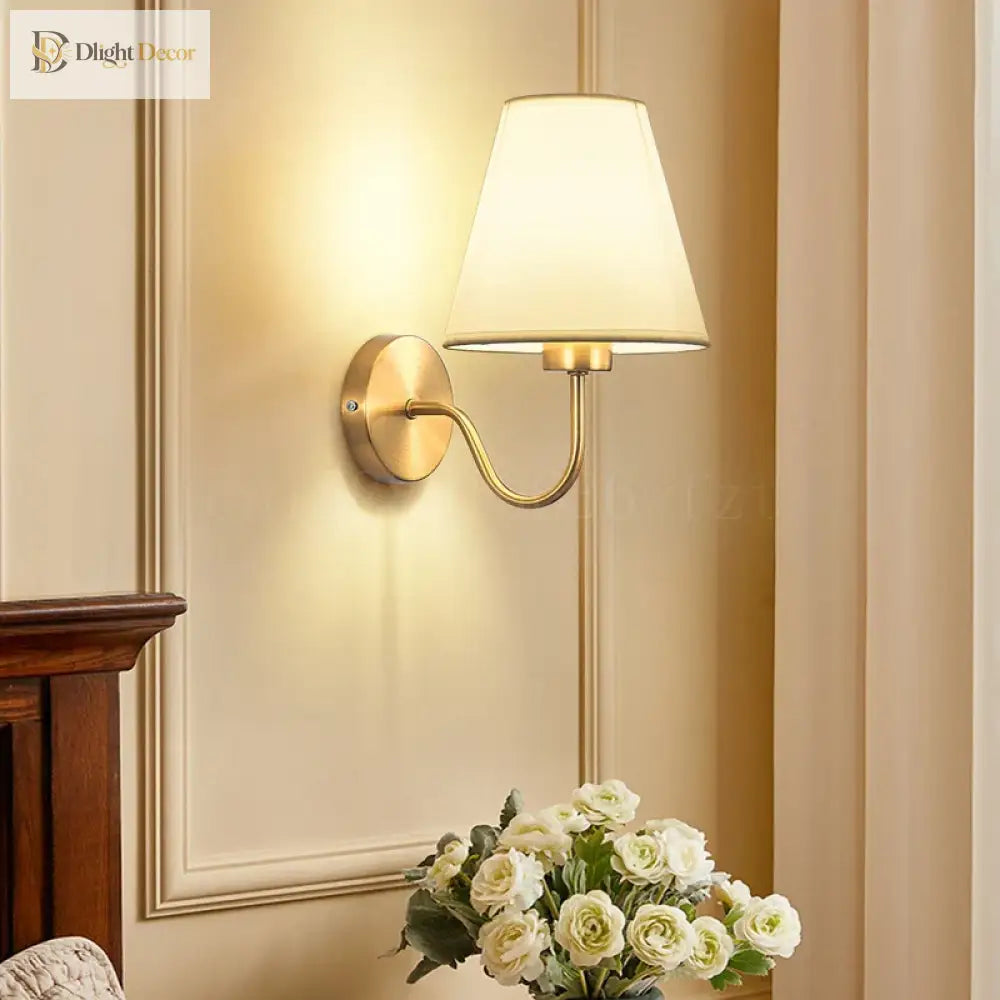 LED American Fabric Wall Sconce | Modern Bedroom Lighting