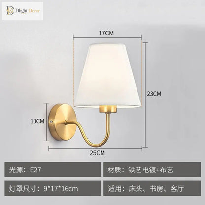 LED American Fabric Wall Sconce | Modern Bedroom Lighting