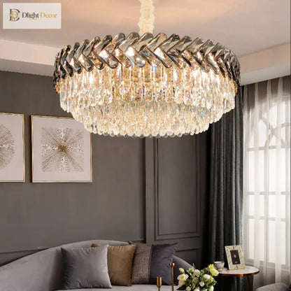 LED Crystal Gold Chandelier | Modern Living Room Lighting