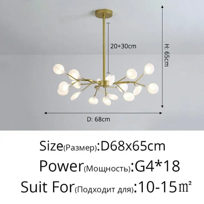 LED Minimalist Modern Gold Chandelier | Bedroom Lighting