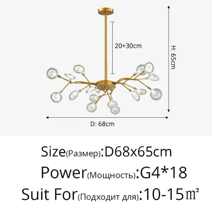 LED Minimalist Modern Gold Chandelier | Bedroom Lighting
