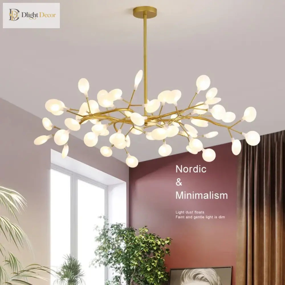 LED Minimalist Modern Gold Chandelier | Bedroom Lighting