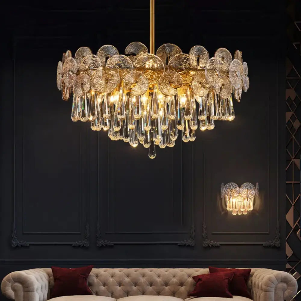 LED Modern Crystal Flower Chandelier | Bedroom Lighting