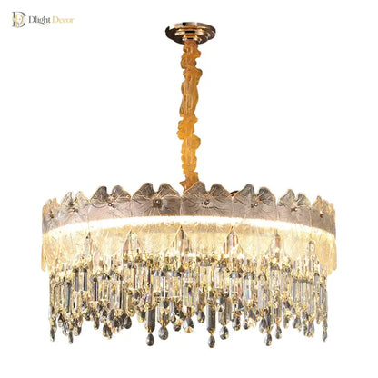 LED Modern Crystal Gold Chandelier | Kitchen Island Lighting