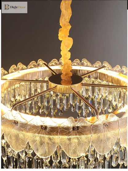 LED Modern Crystal Gold Chandelier | Kitchen Island Lighting