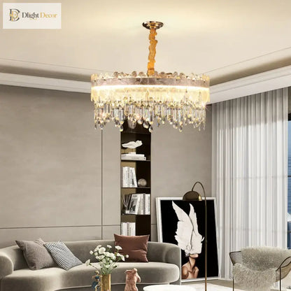 LED Modern Crystal Gold Chandelier | Kitchen Island Lighting