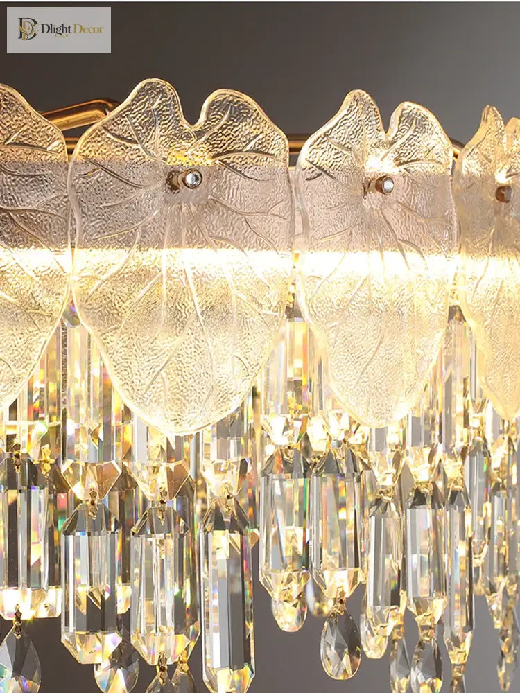 LED Modern Crystal Gold Chandelier | Kitchen Island Lighting