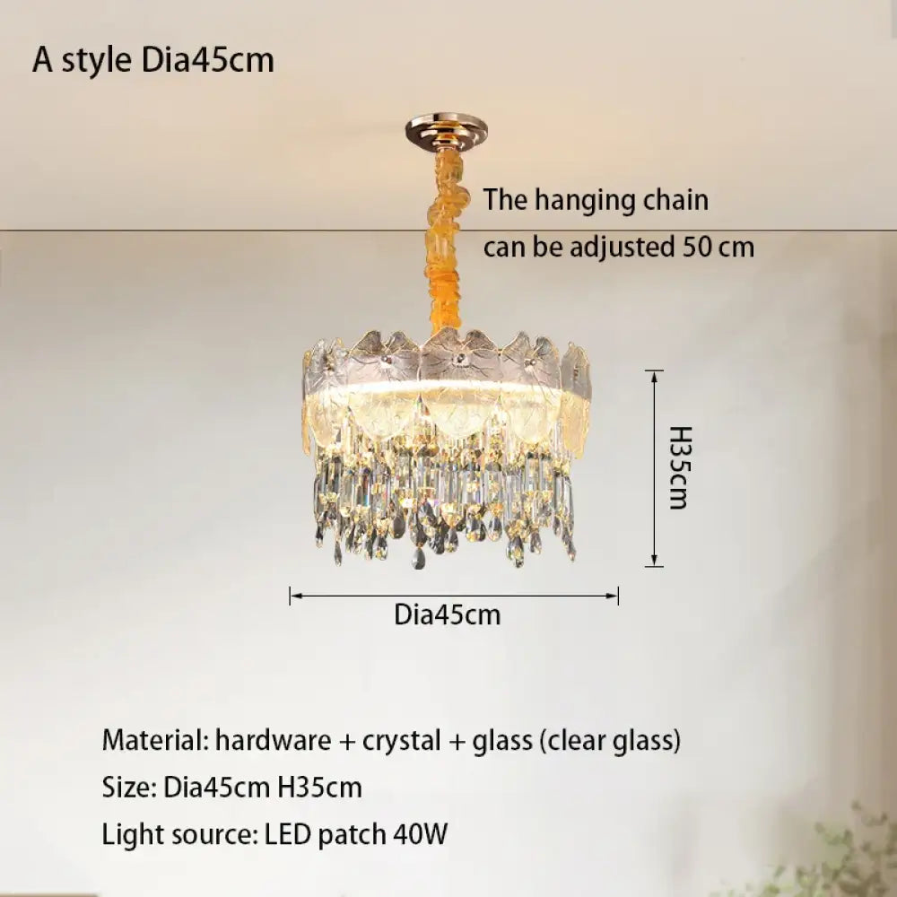 LED Modern Crystal Gold Chandelier | Kitchen Island Lighting