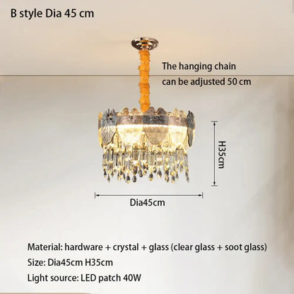 LED Modern Crystal Gold Chandelier | Kitchen Island Lighting