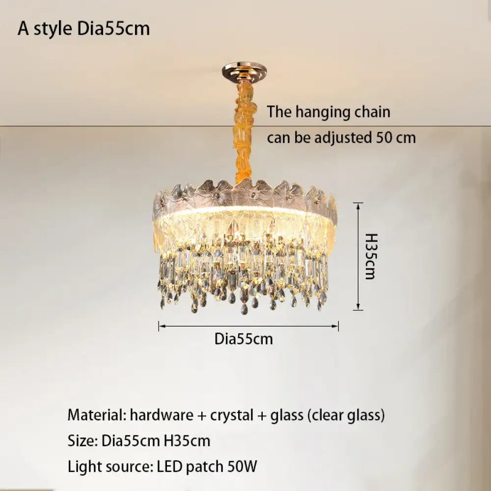 LED Modern Crystal Gold Chandelier | Kitchen Island Lighting