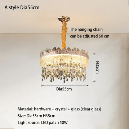 LED Modern Crystal Gold Chandelier | Kitchen Island Lighting