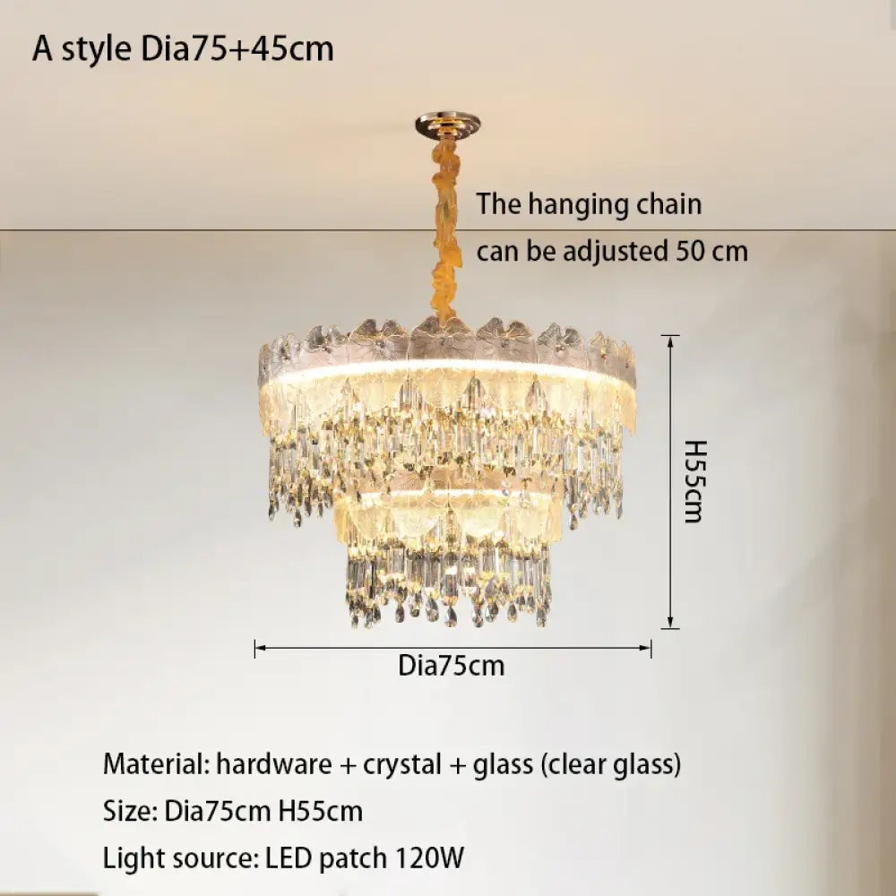 LED Modern Crystal Gold Chandelier | Kitchen Island Lighting