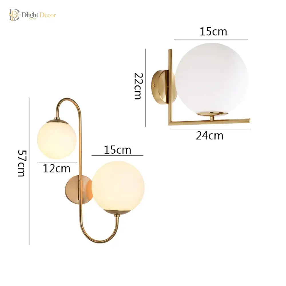 LED Modern Glass Gold Wall Sconce | Bedroom Home Lighting