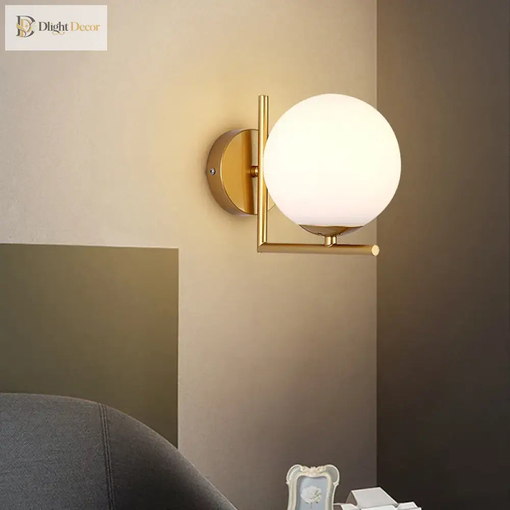LED Modern Glass Gold Wall Sconce | Bedroom Home Lighting