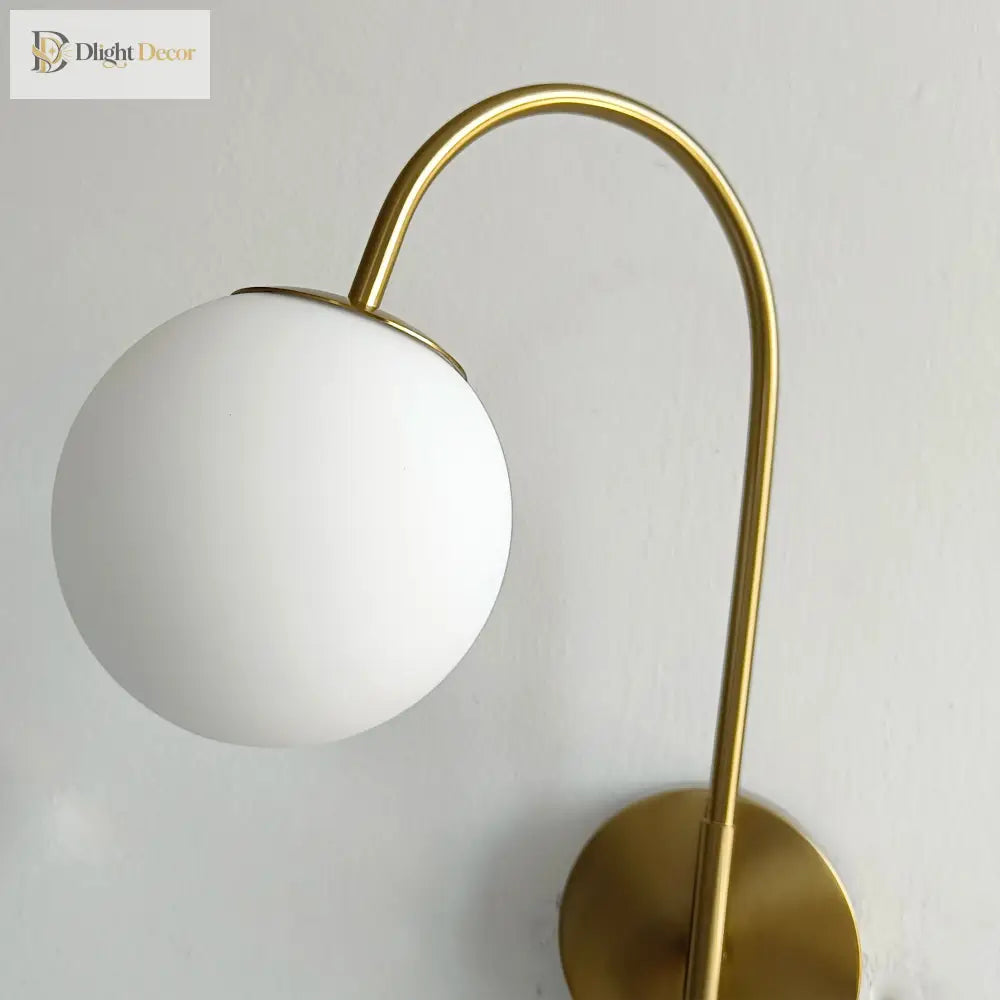 LED Modern Glass Gold Wall Sconce | Bedroom Home Lighting