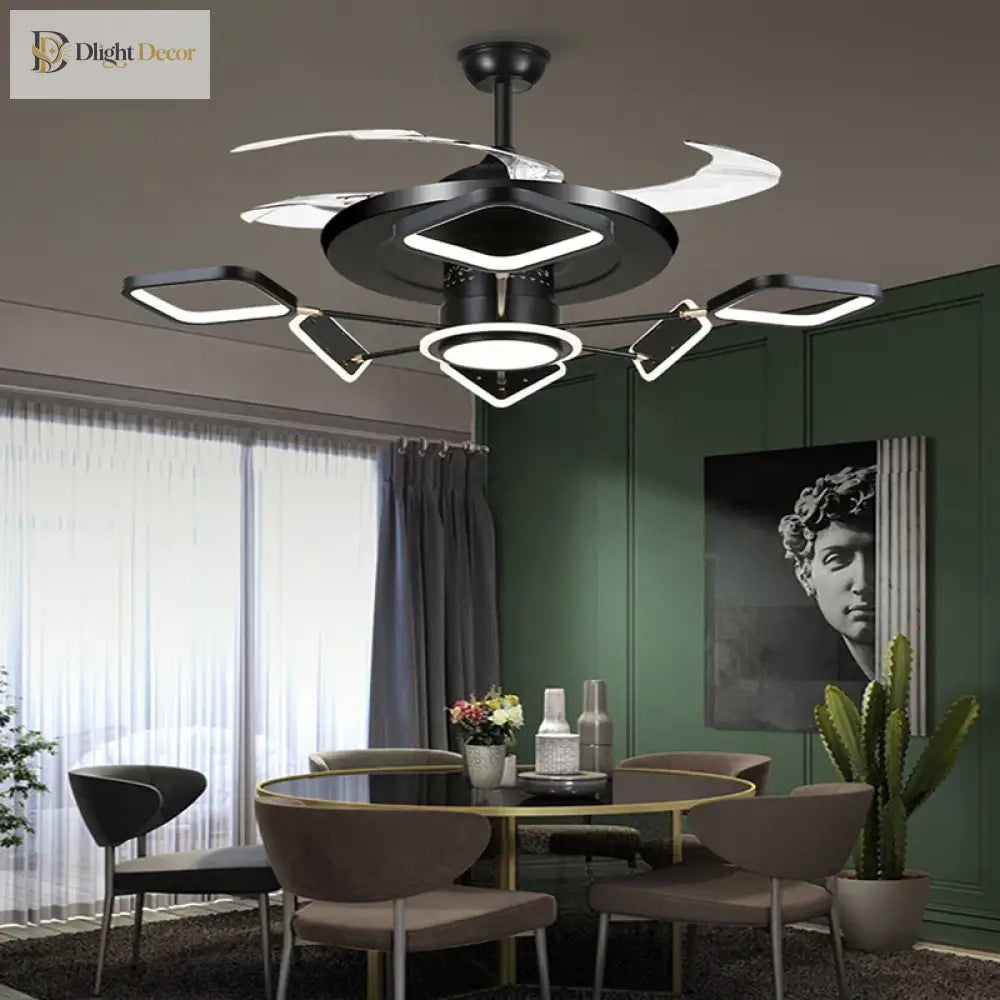 LED Nordic Ceiling Fan Light | Modern Interior Lighting