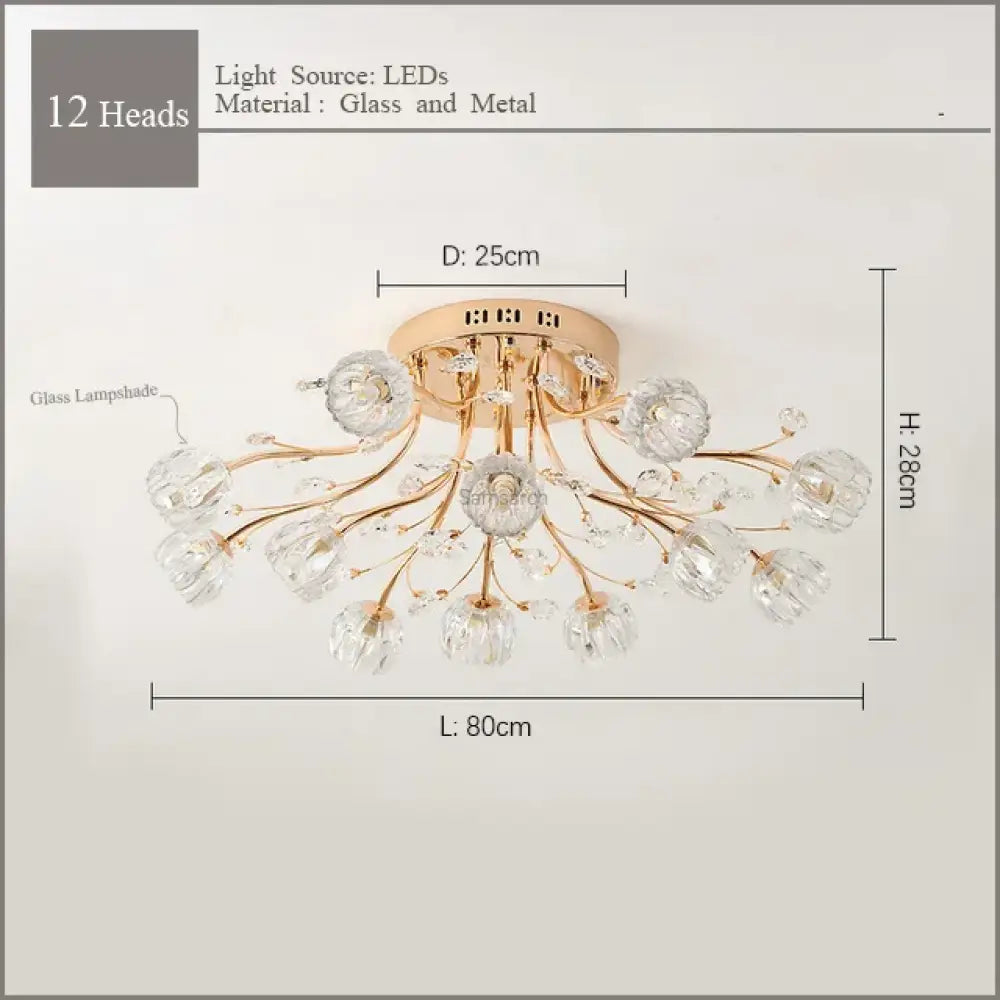 LED Nordic Crystal Chandelier | Modern Bedroom Lighting