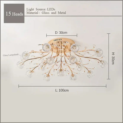 LED Nordic Crystal Chandelier | Modern Bedroom Lighting