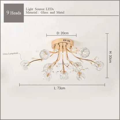 LED Nordic Crystal Chandelier | Modern Bedroom Lighting