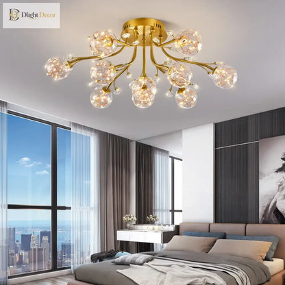 LED Nordic Crystal Chandelier | Modern Bedroom Lighting