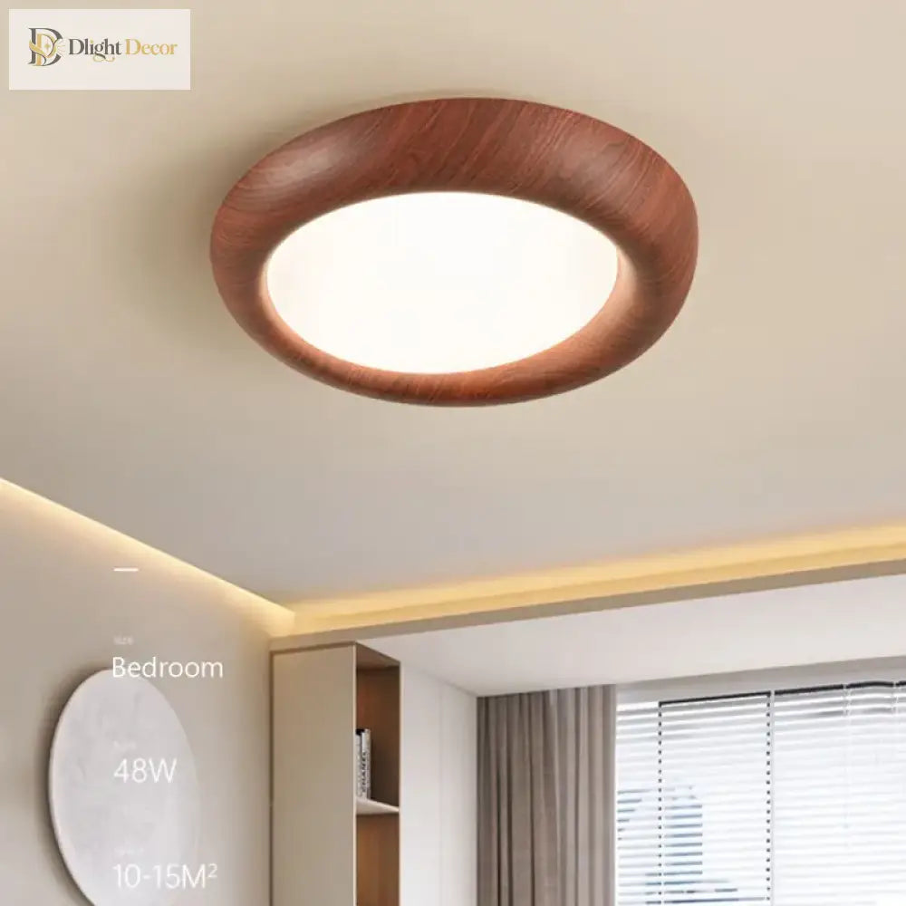 LED Nordic Wood Acrylic Ceiling Light | Bedroom Lighting