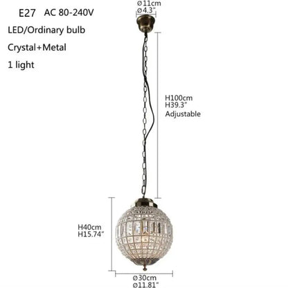 Medieval Retro Crystal Chandelier | Bedroom Home Lighting