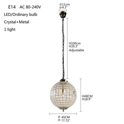Medieval Retro Crystal Chandelier | Bedroom Home Lighting