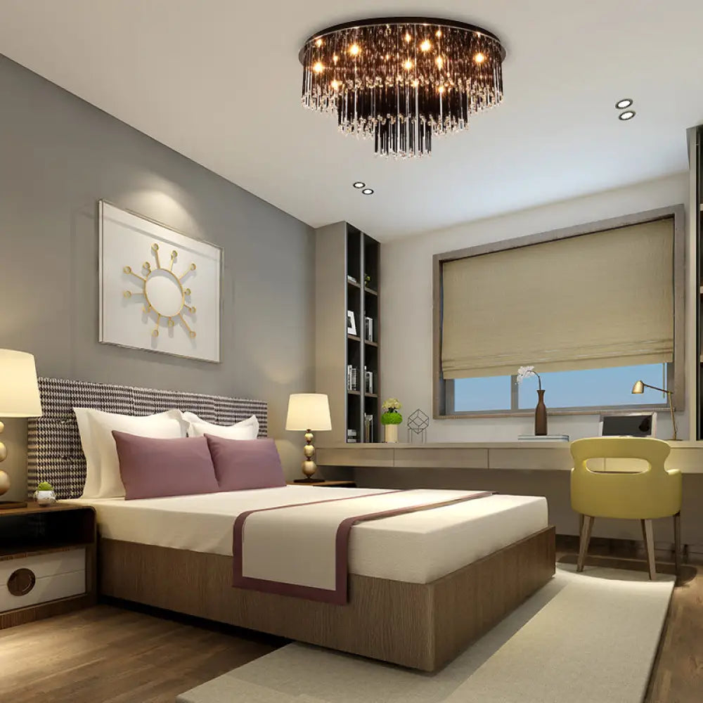Modern Crystal Black Chandelier | Modern Bedroom Lighting