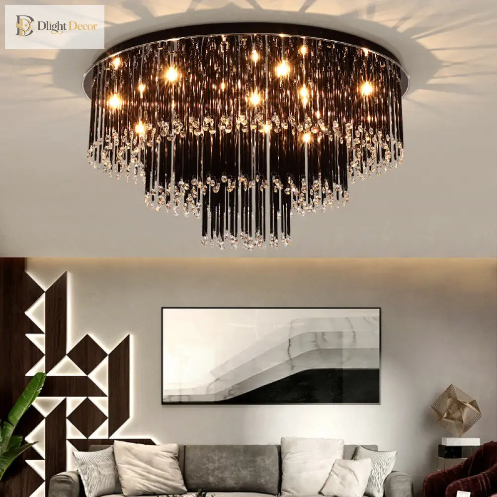 Modern Crystal Black Chandelier | Modern Bedroom Lighting