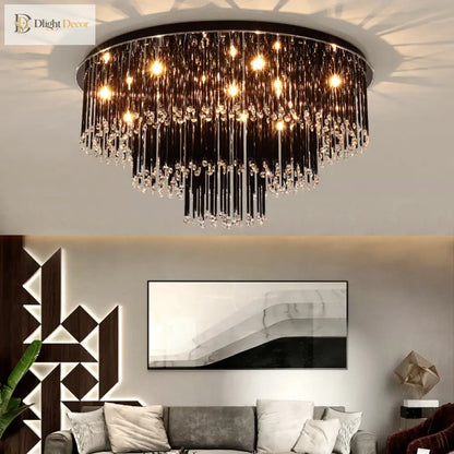 Modern Crystal Black Chandelier | Modern Bedroom Lighting